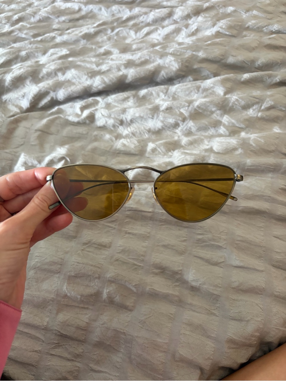Oliver Peoples and khaite collab Women's Cat-Eye Sunglasses with Yellow Lenses